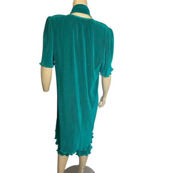 Vintage‎ Designer Turquoise Floral Flapper Cocktail Dress Made in France Costume - Picture 4 of 10